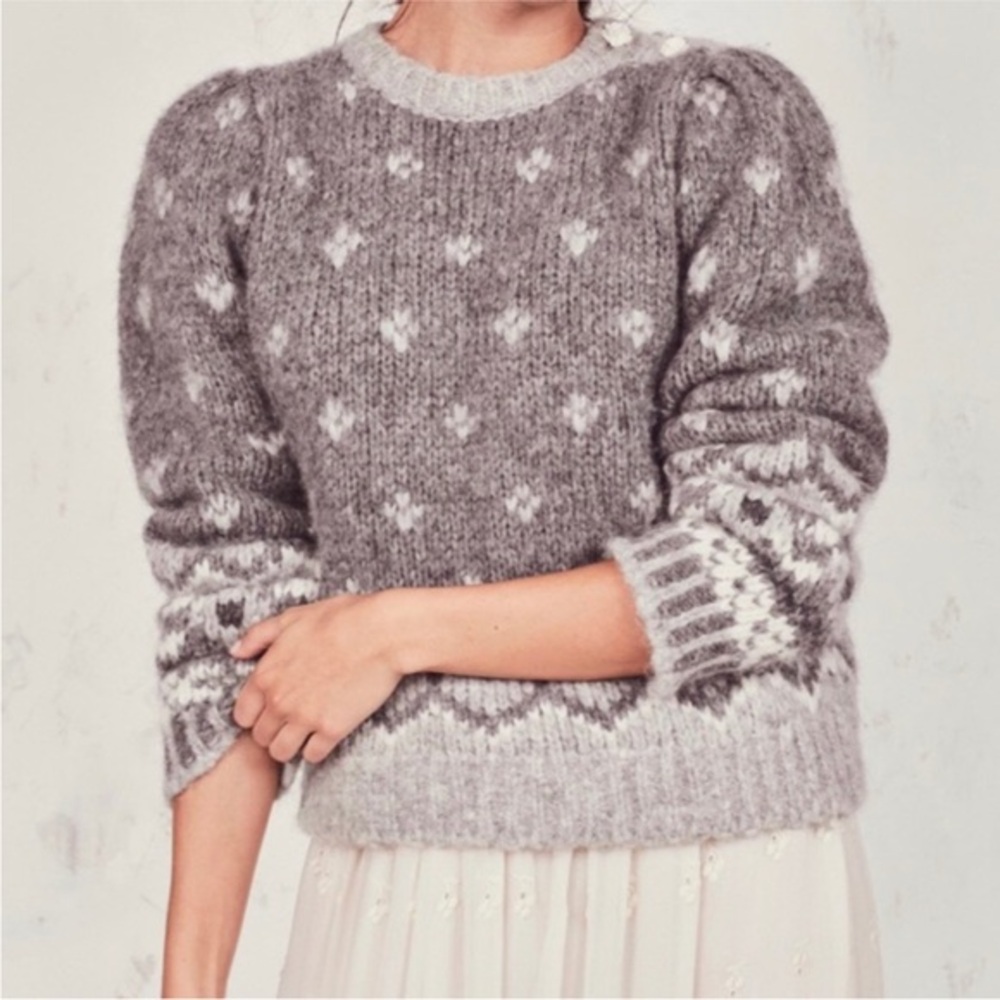 LoveShackFancy Rosie Sweater in Grey